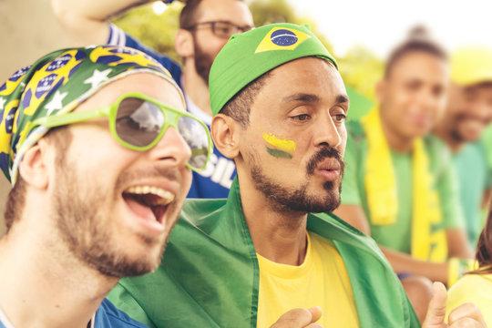 Brazilian supporters at stadium bleachers.