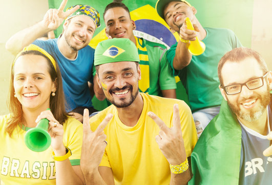 Brazilian supporters at stadium bleachers.
