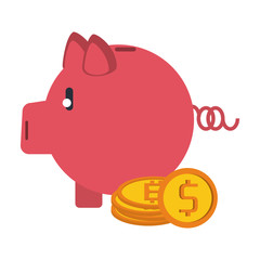 Piggy and bitcoin invest vector illustration graphic design