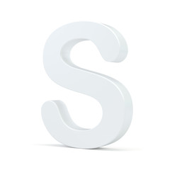 White letter S isolated on white background. 3d rendering.