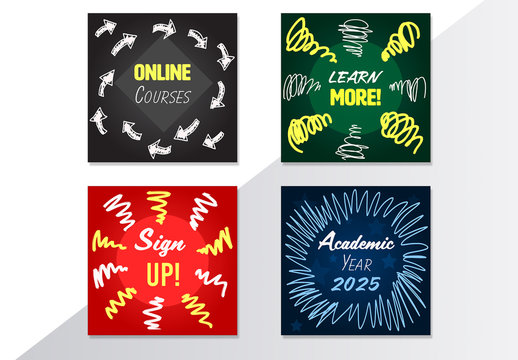 4 Doodle Style  Social Media Post Layouts
