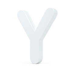 White letter Y isolated on white background. 3d rendering.