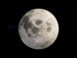 3D Rendering Moon in space