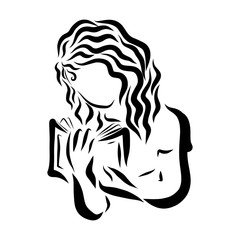 Girl enthusiastically reading a book