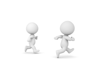 3D illustration of a character running faster than the competition