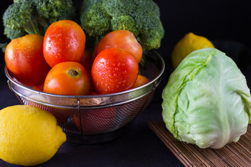 fresh vegetable in dark background