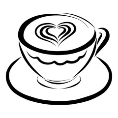 Cup with drink and heart