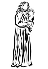 The Lord Jesus holds the child in his arms