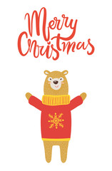 Merry Christmas Banner Congratulation from Bear