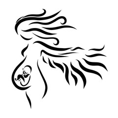 Winged pregnant woman and child inside her