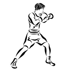 Young strong boxer, training or fight