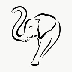 Creative elephant image, black lines
