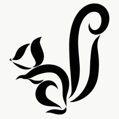 squirrel of black smooth lines