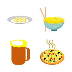 icons about Food with cheese, fastfood, drink, brown and dish