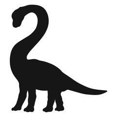 Black silhouette of a dinosaur with a long neck