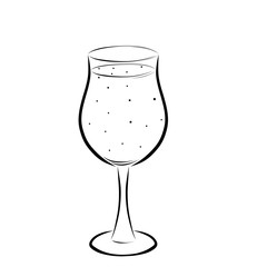 A carbonated drink or champagne in a tall glass