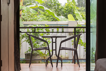 chair set out door for smoking area