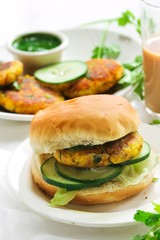  Vegetarian Alu Tikki Burger with potato Patties