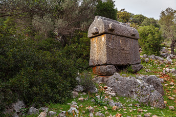 Lycian tombs in Turkey. Ancient city Appolonia