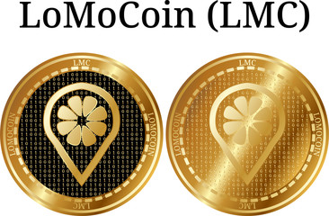 Set of physical golden coin LoMoCoin (LMC)