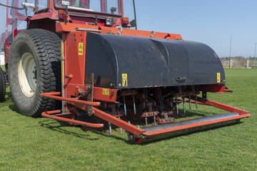 Fototapeta premium Aeration of grasslands football field