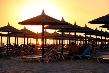 Beach resort in the evening