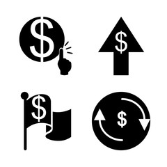 icon Currency with dollar, usd currency symbol, commerce, flag and business payment