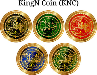 Set of physical golden coin KingN Coin (KNC)