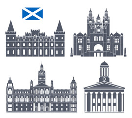 Scotland set. Isolated Scotland  architecture on white background