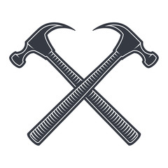 Vintage hammer Icon, joiner's tools, simple shape, for graphic design of logo, emblem, symbol, sign, badge, label, stamp, isolated on white background. Hand drawn, vector illustration.