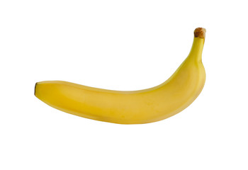 Single banana. Ripe banana isolated on white background.