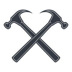Vintage hammer Icon, joiner's tools, simple shape, for graphic design of logo, emblem, symbol, sign, badge, label, stamp, isolated on white background. Hand drawn, vector illustration.