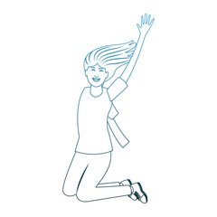 Happy young woman jumping vector illustration graphic design
