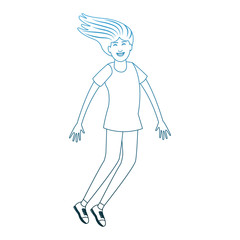 Happy young woman jumping vector illustration graphic design