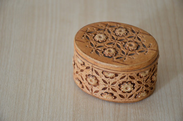 Carved wooden casket