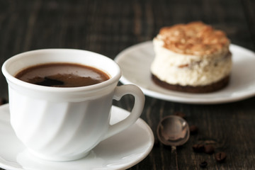 a cup of coffee and tiramisu