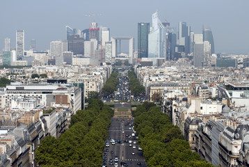 La Defense, Paris business district at the end of Avenue Charles de Gaulle.