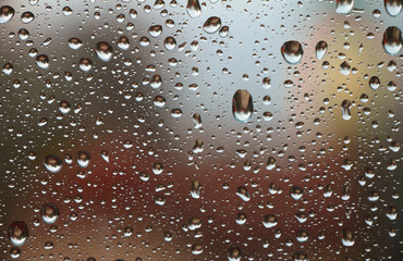 Rain drops on window , rainy day
