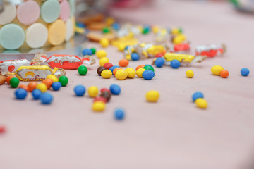 Candy Bar. Delicious sweet buffet with cupcakes.