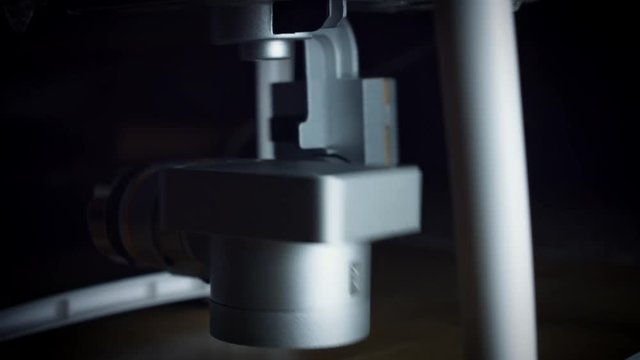 4k New Technology, Close-up of Drone Gimbal Moving