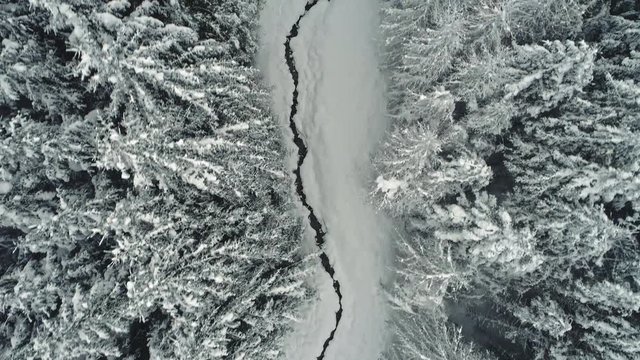 Winter aerial of snowbound Scottish highlands near Glencoe, UK