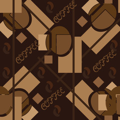 Cotton fabric Abstract seamless pattern in coffee tones with the word coffee.