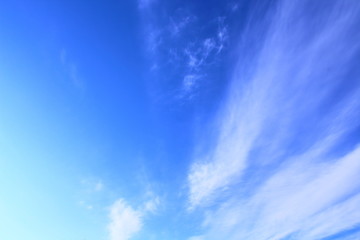 Obraz premium Beautiful blue sky and white cirrus clouds. Background. Landscape.