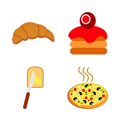 icons about Food with pastry, mozarella, sweets, fatty bread and tasty
