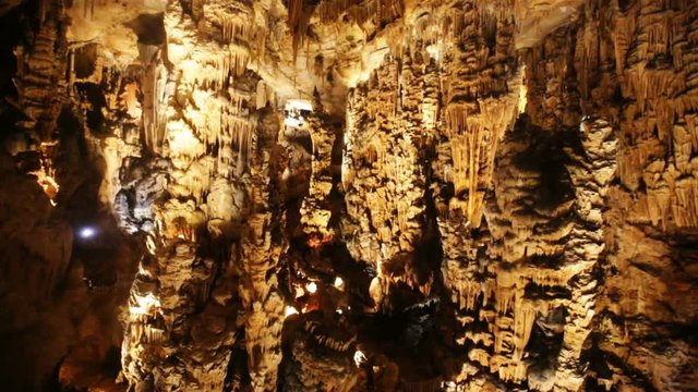 Interior view of Grotte des Demoiselles, large cave in Herault valley of southern France