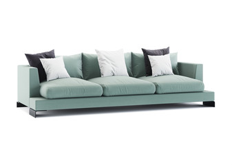 Fototapeta na wymiar Green sofa isolated on white background. 3D rendering.