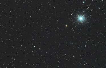 star cluster of m13 in the constellation of Hercules, a real photo through the mirror telescope of the Newton system