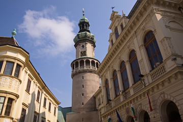 Fototapeta na wymiar The Fire Tower in Sopron in Hungary 