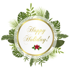 Tropical frame floral summer leaf aloha design.