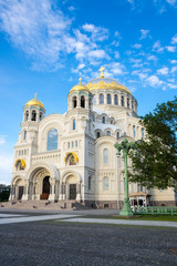 Fototapeta na wymiar Naval cathedral in Kronshtadt, Saint-Petersburg, Russia